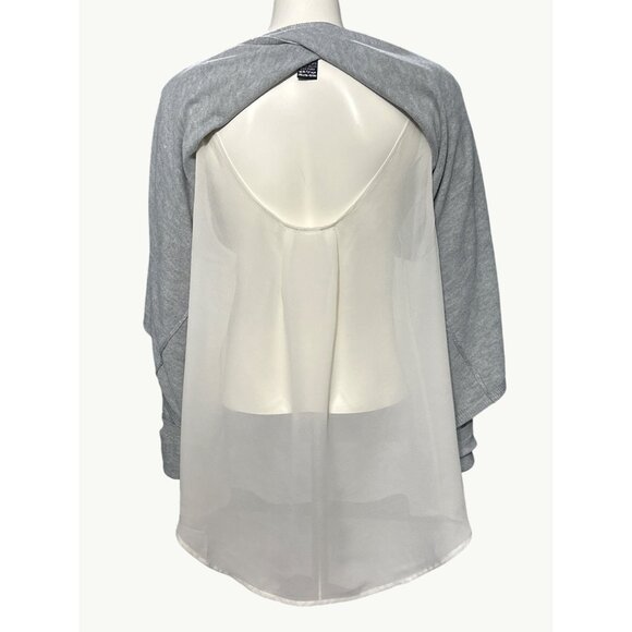 89th and Madison XL Gray Knit Chiffon Back Twist Pullover Lightweight Layer - Picture 5 of 11